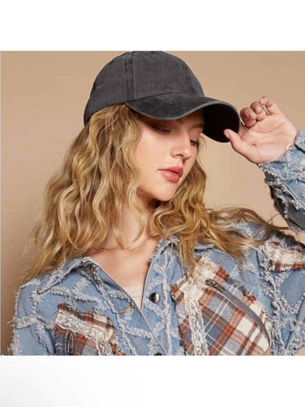 POL NEW Washed Black Women's Baseball Cap - Casual Everyday Hat